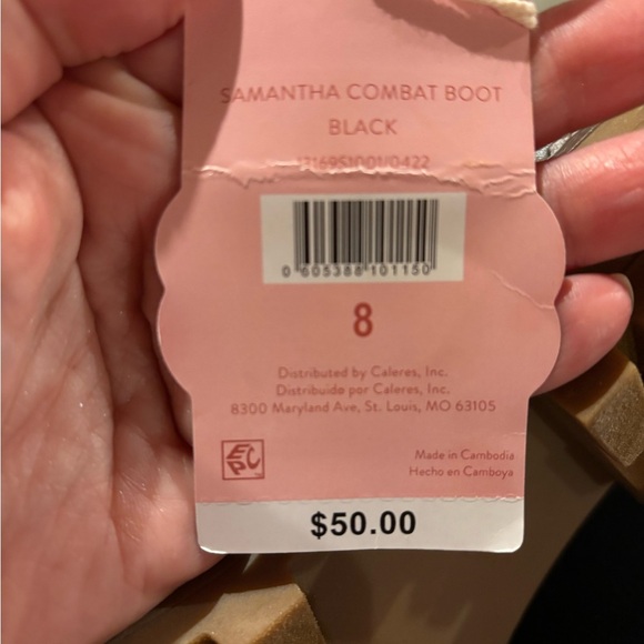 Sam & Libby Samantha Combat Boots 8 New Faux Leather Zip Lace Up Embellished - Picture 6 of 6